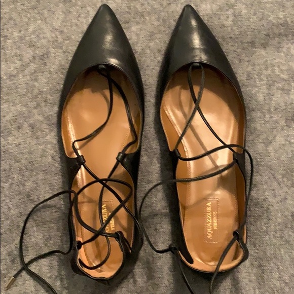 Aquazzura Shoes Aquazzura Firenze Black Leather Flats Poshmark